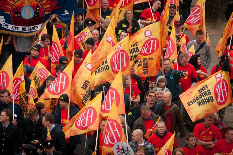 FBU flags march demonstration