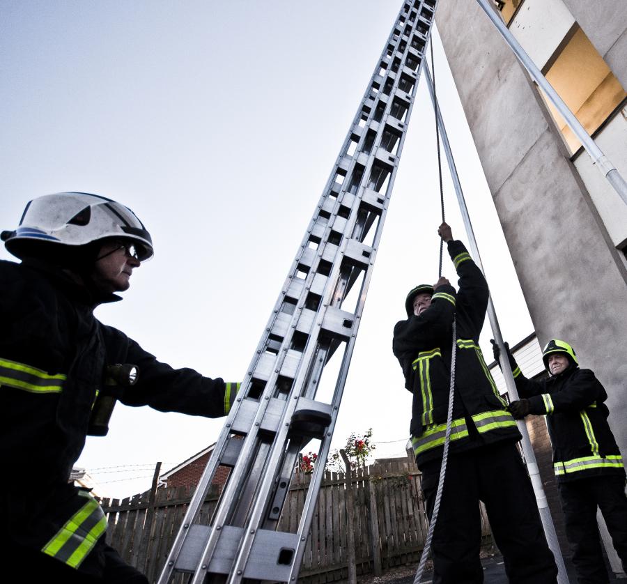 ladder firefighters building