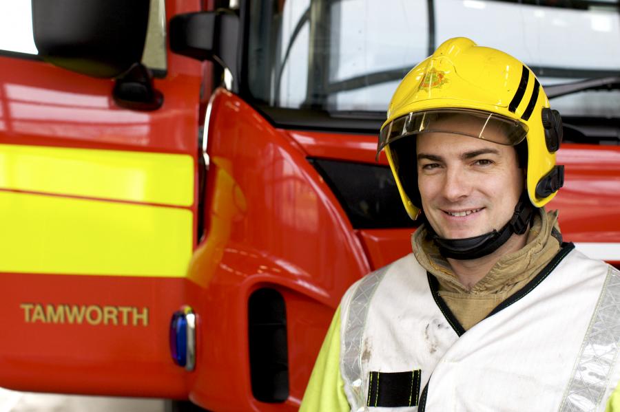 firefighter helmet fire appliance portrait