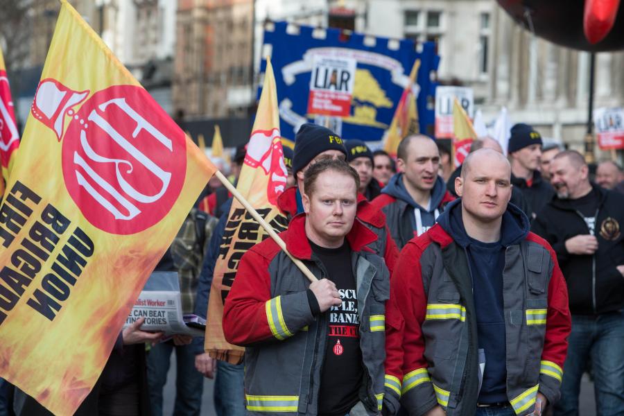 March demonstration FBU flag