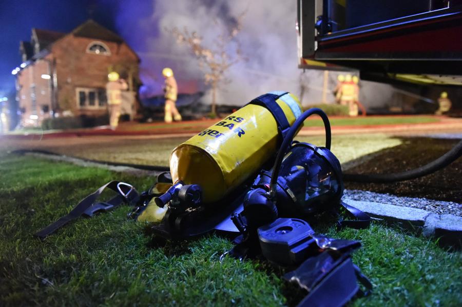 Oxygen tank on grass