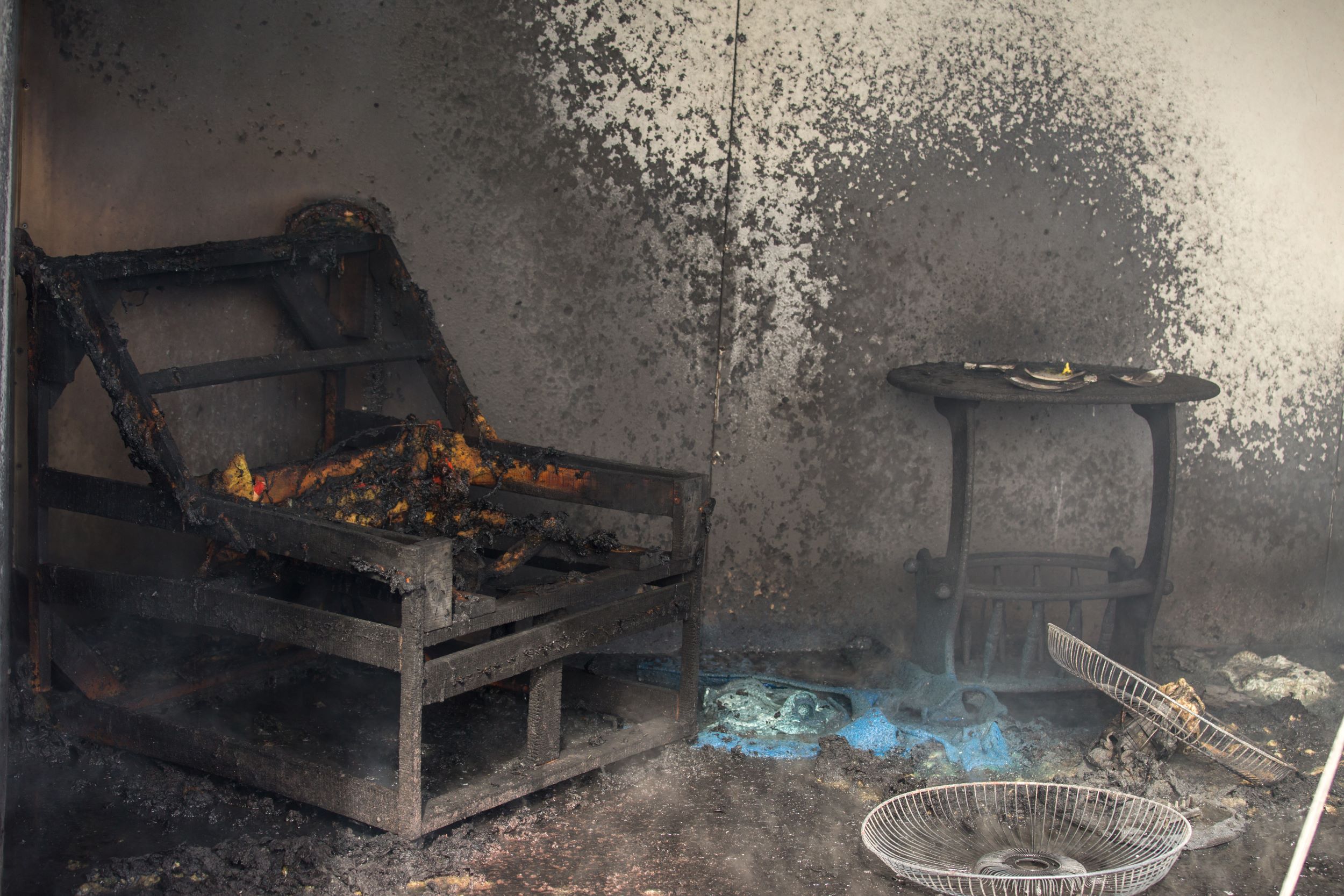 Burnt out armchair