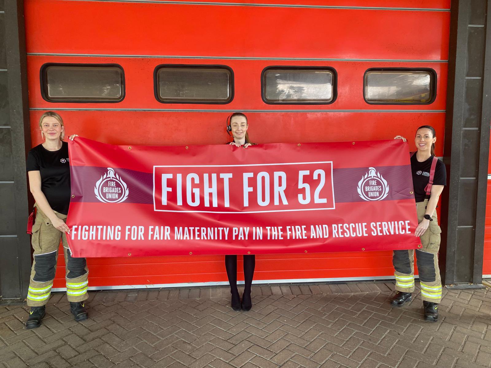 Fight 52 banner outside fire station