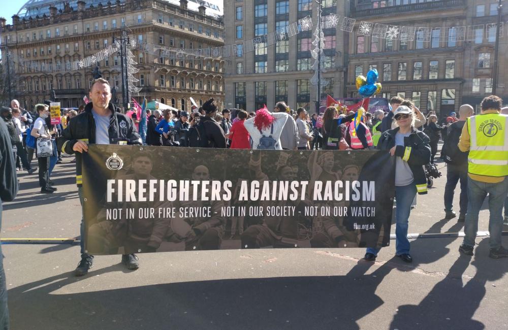 Stand up to racism demo Glasgow March 2022 