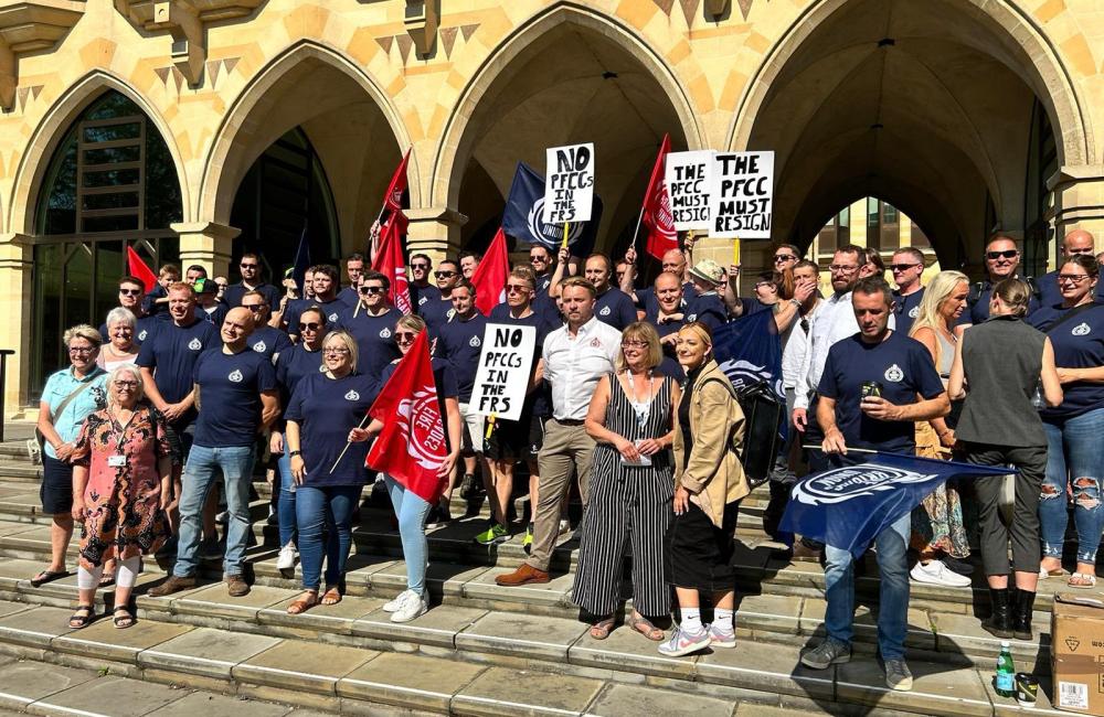 Firefighters rally outside Northampton County Hall