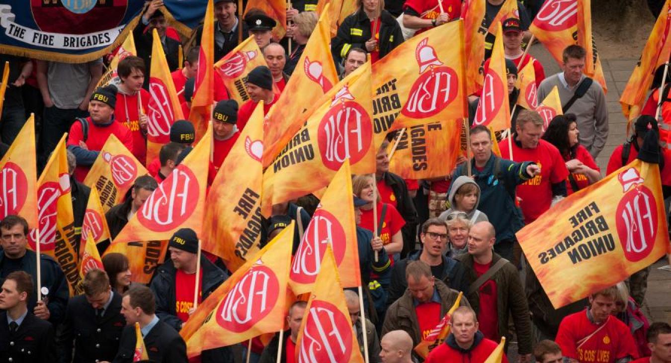 FBU flags march demonstration