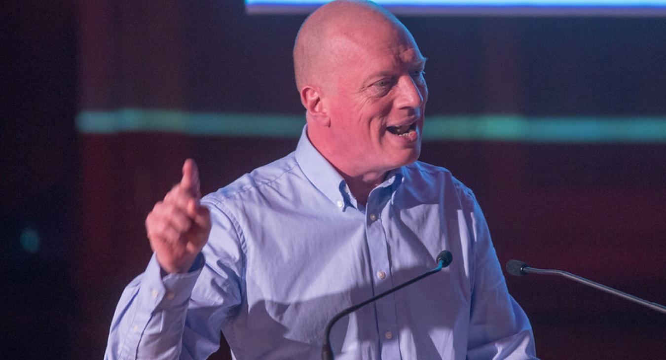 Matt Wrack pointing up speaking