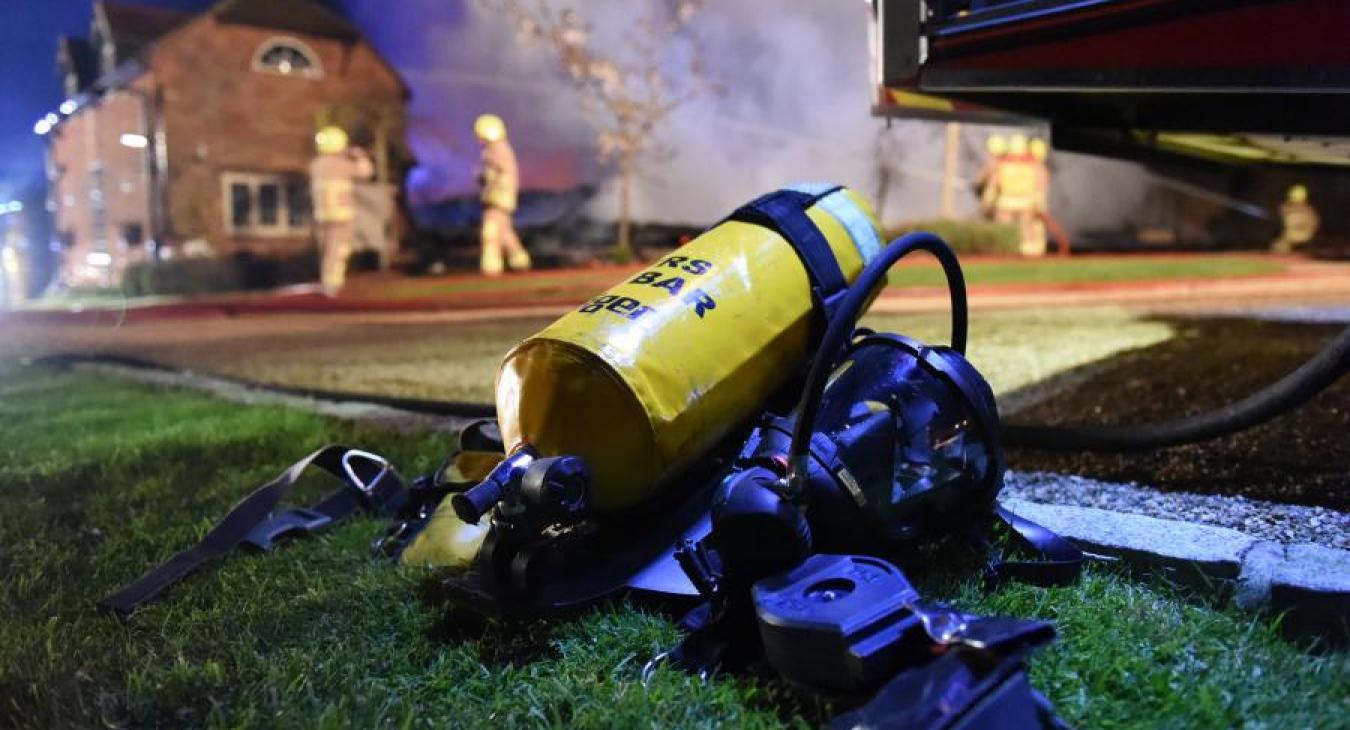 Oxygen tank on grass
