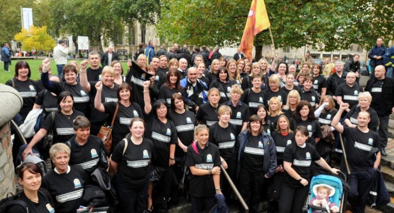 female-women-firefighters-protesting