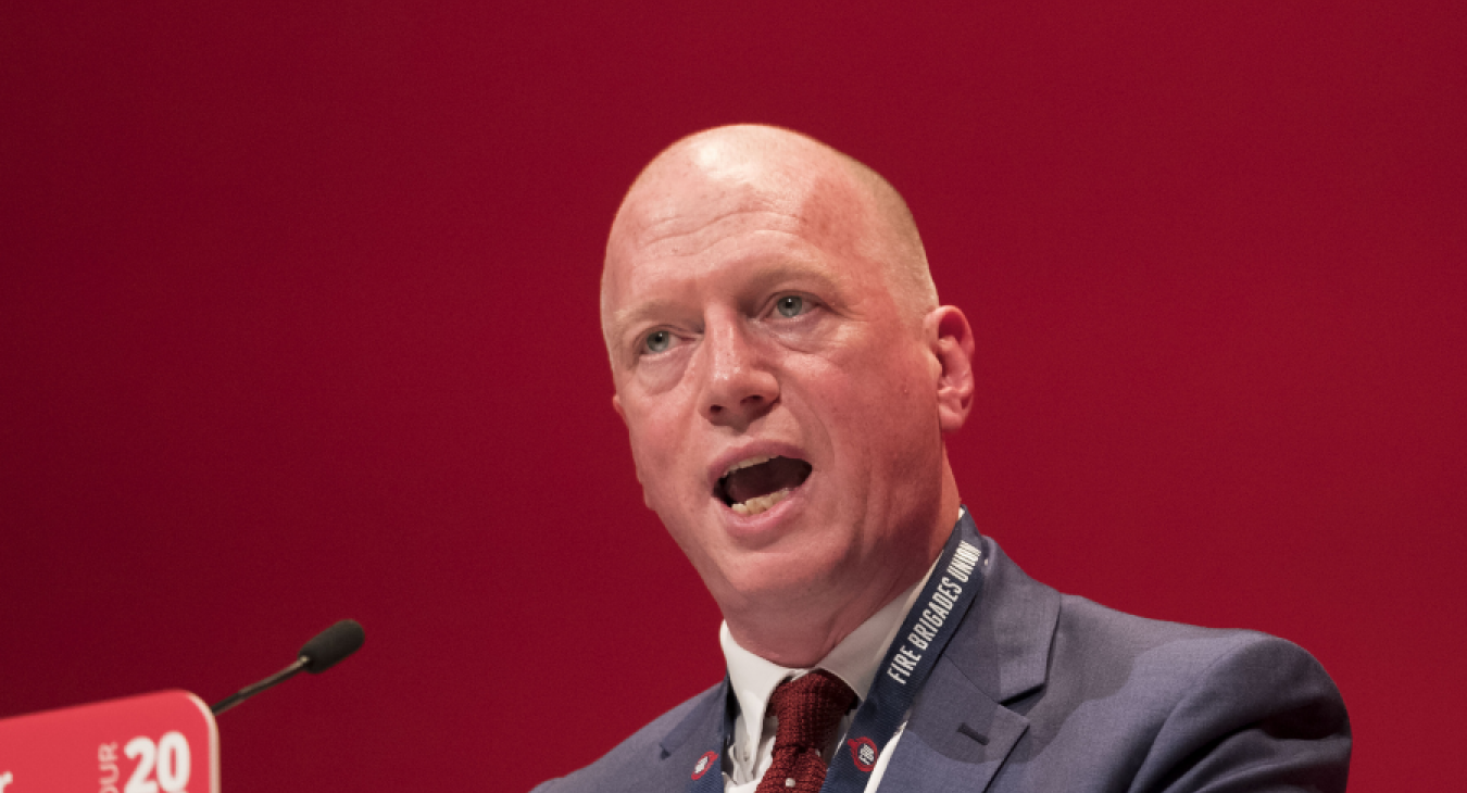 Matt wrack speaking at Labour conference podium