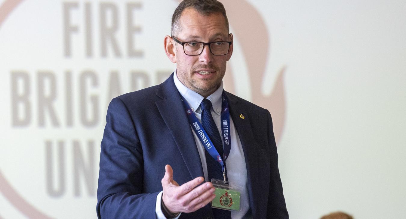 FBU general secretary Steve Wright speaks at FBU conference 2026